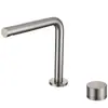 Grifo de Lavabo de Cobre Completo Tipo Split Frío y Caliente Color Gris Pistola para Lavabo de Encimera de Baño con Doble Agujero