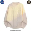 Marca Nasa Otoño e Invierno Nuevo Estilo Perezoso Estudiante Forrado de Polar Engrosado Cálido Tejido Base Jersey de Punto Holgado