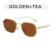 Gafas Poligonales Retro Americanas para Mujer Ins Lujo Ligero Patas Metálicas Finas Sensación de Alta Gama Gafas de Sol Tendencia de Moda Gafas de Sol