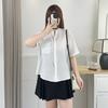 100.00kg Hermana Gordita Verano Coreano Nuevo Temperamento Textura Camisa de Manga Corta Talla Grande Camisa Combinable para Mujer 7011