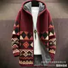 Cárdigan con capucha y cremallera de corte holgado para hombre con estampado a todo color de nuevo elemento azteca, chaqueta de algodón, DIY desde la imagen
