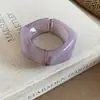 Pulsera redonda abierta de resina de borde ancho europea y americana, inspirada en la dopamina, fresca y versátil, joyería de nicho de alta gama para mujer