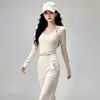 Conjunto de Yoga para Mujer Ligero Transpirable Manga Larga Pantalones Deportivos de Fitness Secado Rápido Entrenamiento Running Yoga Conjunto de Dos Piezas Mujer