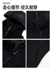 Sudadera chaqueta negra ajustada para mujer, fina, con hombros normales y cintura ceñida, cárdigan corto con capucha y cremallera para personas petite, adecuado para otoño.