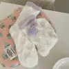 Meias de Veludo Coral para Mulheres no Outono e Inverno Novas Meias Fofas de Coelho e Urso Meia de Cano Médio para Mulheres Meias Quentes para Casa Meias para Chão