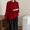 Suéter de punto liso holgado para mujer, talla grande, color sólido, top 2024 otoño e invierno, nuevo estilo perezoso, cuello redondo