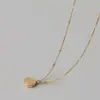 Collar Colgante Bendición Oro K Simple Nuevo Nicho Retro Gama Alta Femenino ins Tendencia Estilo Frío Cadena de Clavícula