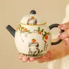 Tetera Pequeña de Cerámica de Gama Alta del Fabricante, Tetera Individual, Especializada para Preparar Té, con Separación de Hojas de Té y Agua