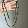 Colar de Contas Irregulares Estilo Boêmio para Mulheres, Estilo Europeu e Americano, Único e Exagerado, Estilo Étnico Vintage, Corrente de Clavícula Dupla Camada