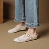Mules Cerradas de Cuero Suave Estilo Francés con Detalles Plateados para Mujer, Sandalias Tejidas para Verano, Zapatos Slip-On Calados con Aumento Interno de Altura