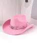 Sombrero del Día de San Valentín Regalo Transfronterizo Sombrero de Vaquero con Pedrería Estilo Navideño Sombrero Cálido a Prueba de Viento Adelgazante para Citas y Sesiones de Fotos