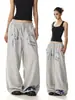 Calça moletom solta com design de patch de letras retrô americano para homens e mulheres, novo estilo de verão, calça casual versátil de perna larga