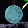 Colgante de Jadeíta Azul Natural Grado A Estilo Antiguo de la Fortuna con Cordón para Collar, Joyería Fina de Jade al por Mayor