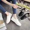 Zapatos Blancos Versátiles para Otoño e Invierno, Zapatos de Algodón para Mujer, Zapatos Perezosos de Estudiante, Zapatos Planos de Cuero sin Cordones para Mujer, Zapatos Blancos para Enfermera