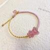 Pulsera de oso de cristal de fresa natural oso dulce de caramelo suave ins hecho a mano cuerda de mano al por mayor suministro de entrega en vivo