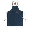 Delantal de tiras cruzadas en H 501 lona lavada unisex hermoso elegante versátil delantal multibolsillos