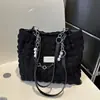 Bolsa Tote Ocidental Casual de Grande Capacidade com Ombro Bolha e Pregas nas Axilas para Mulheres - Bolsa Feminina da Moda Outono/Inverno 2024