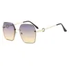 Gafas de Sol de Suministro Listo del Fabricante Nueva Moda 2024 Para Mujer Sin Marco Corte de Borde Anti-UV Gafas de Sol de Celebridad de Internet