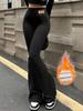 Pantalones de campana gruesos con forro polar cálido de invierno, terciopelo de cuentas, cintura alta, ajustados, efecto adelgazante elástico, piel de tiburón, pantalones casuales ajustados