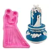 Molde para Pastel Temático de Boda Novia y Novio Molde de Silicona para Chocolate Globo de Amor Rosa Molde de Azúcar Flip