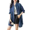 Vestido camisa de mezclilla para mujer, primavera y otoño, petite y tallas grandes, para mujeres con curvas, nuevo estilo delgado de principios de verano 2025