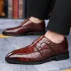 Zapatos de Piel Brillante con Patrón de Cocodrilo Personalizados para Hombre con Hebillas Metálicas, Suelas Suaves Cómodas para los Pies, Zapatos de Piel de Negocio para Hombre