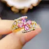 Anillo Popular de Zafiro Rosa Natural al por Mayor de Fábrica Plata S925 Incrustado Piedra Principal 3*4 Joyería de Lujo Venta Directa de Fábrica