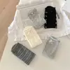 Meias Listradas Cinza e Azul Estilo de Influenciador Ins Coreano com Laço Splicing Meia-Calça Meia Feminina Doce Meia Versátil de Fio