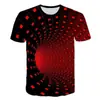 Europa y Estados Unidos transfronterizos espiral geométrica 3D estampado digital camiseta manga corta cuello redondo jersey hombres y mujeres camiseta con estampado digital 3D