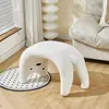 Banqueta para Cambiar Zapatos con Temática de Gatos para Entrada de Casa, Taburete Pequeño para Recibidor, Taburete tipo Puff para Vestíbulo, Taburete de Tocador Estilo Crema
