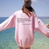 Moletom Feminino com Gola Redonda e Forro de Fleece com Estampa de Slogan em Cor Sólida para Primavera e Outono, Blusa Esportiva Casual de Manga Longa para Site de Comércio Exterior Independente