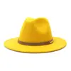 AliExpress Amazon nuevo sombrero de pareja para hombre y mujer sombrero de bombín de lana ala plana ala grande ala recta sombrero de jazz MNDJS446