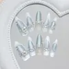 Azul Glacial Gato de Olho Brilhante Trevo da Sorte de Quatro Folhas Pérola Floral Estilo Ins Europeu e Americano Removível Arte de Unhas 30 Peças