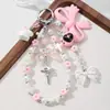 Nuevo Ins Creativo Lindo Dulce Exquisito Cristal de Imitación con Perlas Acrílico Estrella Corazón Guitarra Llavero DIY