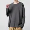 Ropa exterior nueva para hombre 2026 cuello redondo color liso para ir al trabajo, casual, transpirable, simple, sudadera ajustada