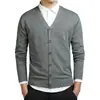 Cárdigan de punto liso nuevo para hombre de primavera y otoño Suéter de botones con cuello en V para hombre Abrigo para hombre Suéter de negocios transfronterizo para hombre