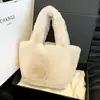 Bolsa de mão de pelúcia nova outono/inverno 2026, macia e quente, design simples, adequada para ir ao trabalho e fazer compras, bolsa de pulso