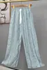 Pantalones de pijama de algodón para mujer, verano, finos, estampados, casuales, de pierna ancha, pueden usar mujeres embarazadas, comercio exterior, pantalones de talla grande