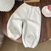 Calça Jogger Casual Soltinha com Bolinhas Fofa para Meninas na Primavera e Outono, Calça Esportiva para Bebê, Calça Jogger com Punho para Crianças Pequenas