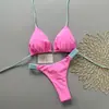2026 Nuevo Estilo Europeo y Americano Bloqueo de Color Sexy Color Sólido Bikini de Amazon Traje de Baño de Dos Piezas Venta al por Mayor Estilo Vacaciones en la Playa para Mujeres