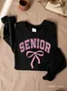 Sudadera Transfronteriza Sudadera para Personas Mayores, Suéter Coquette Rosa con Lazo, Forro Polar