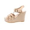 Nuevas Sandalias Romanas Tejidas 2026 para Verano, Talla Grande, Plataforma de Suela Gruesa, Cierre de Velcro, Sandalias de Cuña Hueca para Mujer