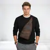 Bolso cruzado para hombre Difan de cuero Crazy Horse Piel genuina Gran capacidad Bolso de pecho Retro europeo y americano Piel de vaca de capa superior Bolso de hombro duradero para hombre