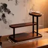 Armário de Mesa de Madeira Maciça para Objetos Curiosos Xícara de Chá Conjunto de Chá Suporte de Exibição Wenwan Pequenos Enfeites Estatuetas Prateleira de Armazenamento em Camadas Mesa de Exibição de Madeira