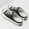 Exportação Transfronteiriça de Sapatos de Lona de Shandong Novos Sapatos Femininos Meio Chinelo Slip-on Casual Versátil Sapatos Preguiçosos Proteção Ambiental Produtos Europeus