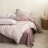Modelo Nuevo 2026 Juego de Cuatro Piezas 100% Algodón Teñido en Hilo Algodón Lavado con Patrón de Rayas Finas, Estilo Artístico Simple, Borde Festoneado, Ropa de Cama para Casa de Huéspedes