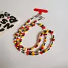 Cadena de Colgar para Teléfono Móvil de Color Caramelo Dopamina Corazón Arcoíris Hecha a Mano con Cuentas Correa Cruzada Anticaída Correa para Cámara Ccd