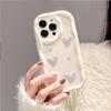 Padrão de Onda Tridimensional Adequado para iPhone 17 Pro Coração Branco Pérola Corrente de Celular Apple 15/16 Pro Capa de Celular