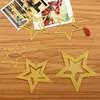 Enfeites Pendentes Decorativos de Natal Conjunto de Sete Peças Estrela de Cinco Pontas Enfeites Pendentes Tridimensionais Cartão com Glitter Pingente de Janela para Árvore de Natal