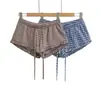 Shorts a Cuadros con Volantes y Lazo Ajustados para Chica Hot Deseo Puro Verano 2026 Nuevos Pantalones Cortos Sexy Europeos y Americanos que Resaltan la Cadera para Mujer